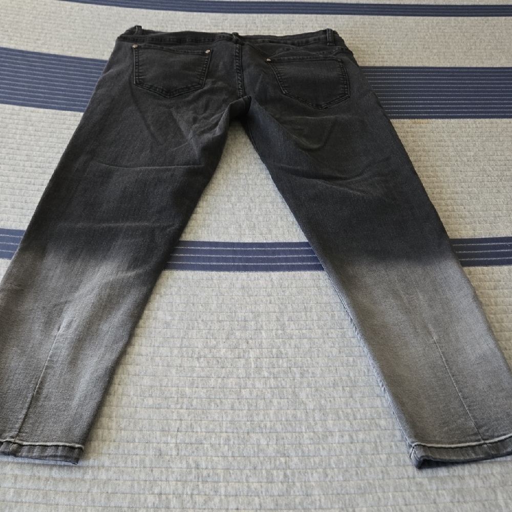 Christina Ombre Faded Black to Grey Stretch Button Front Denim Jeans - Picture 4 of 7